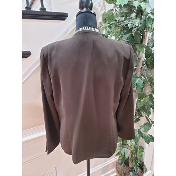 Madison Leigh Women's Brown Long Sleeve Embroidered Lined Open Front Jacket 10 - Picture 6 of 12